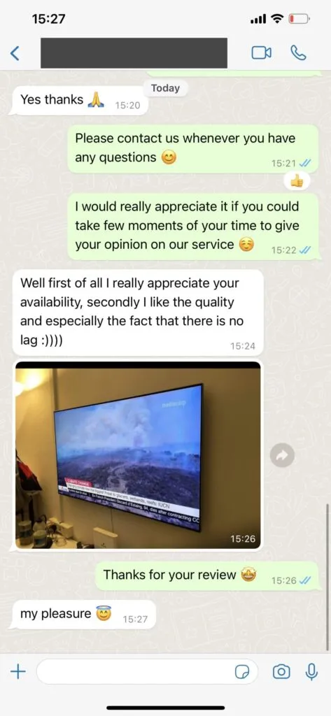 Customer satisfaction feedback on WhatsApp: Message 2