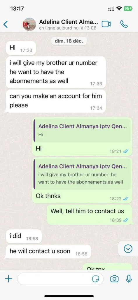 Feedback via WhatsApp regarding 4K streaming: Message 5